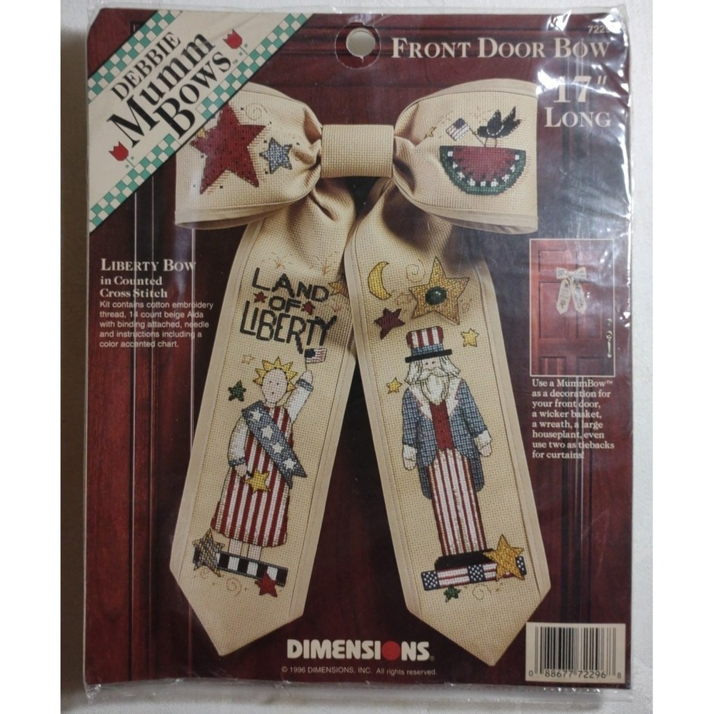 Debbie Mumm Bows Dimensions #72296  17" Front Door Bow Liberty Bow NOS